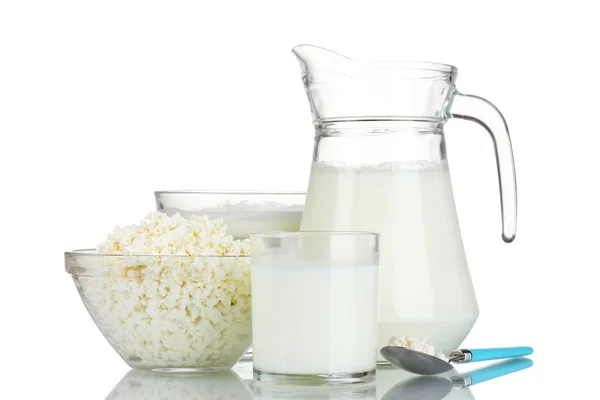 Crema agria, requesón y leche —  Fotos de Stock