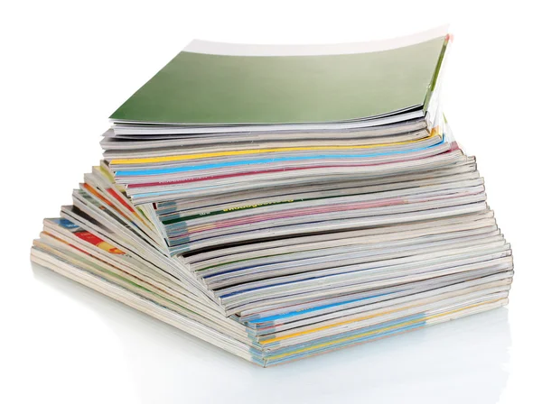 Stack of magazines isolated on white — Stock Photo, Image