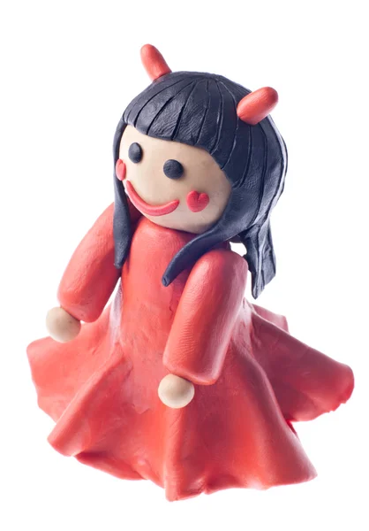 Funny plasticine devil girl — Stock Photo, Image
