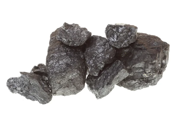 Pieces of coal isolated on white — Stock Photo, Image