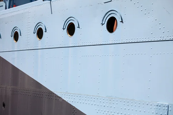 Ship window steel blue background — Stock Photo, Image