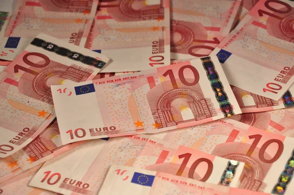 Banknotes in denominations of 10 euros — Stock Photo, Image