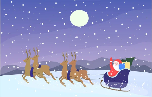 Santa Claus in a sleigh — Stock Vector