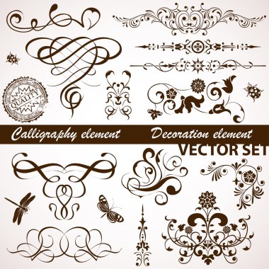 Calligraphic and floral element clipart