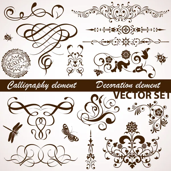 Kalligrafische en floral element — Stockvector