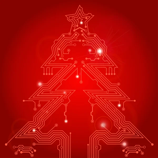 Árbol de Navidad de la placa de circuito — Vector de stock