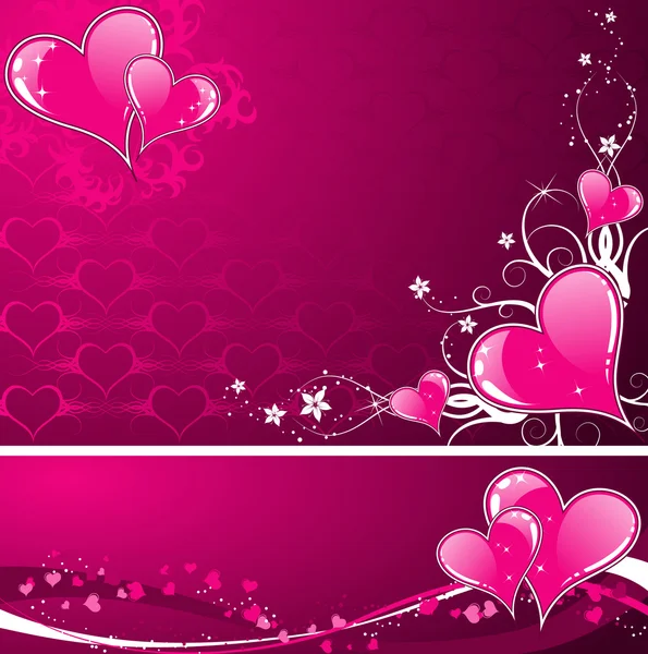Valentines Day background with hearts and florals — Stock Vector