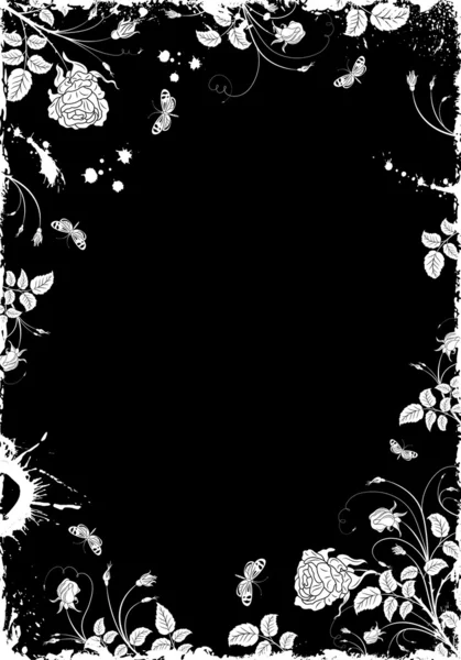 Grunge Flower Frame — Stock Vector