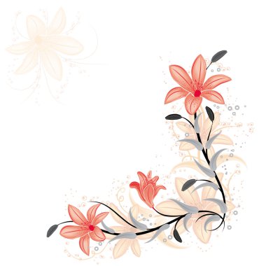Floral element for design with lily, vector clipart