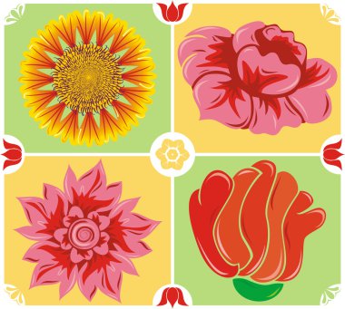 Floral background, icon set, illustration clipart