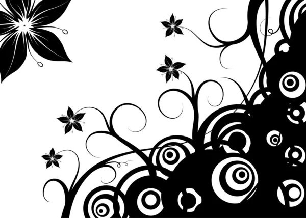 Círculos retro abstractos y flores, vector — Vector de stock