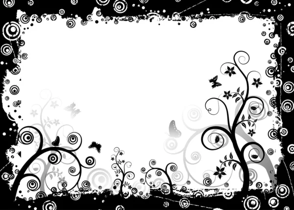 Grunge cadre floral, vecteur — Image vectorielle
