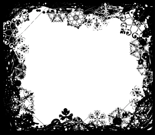 Snowflake grunge frame, elements for design, vector — Stock Vector