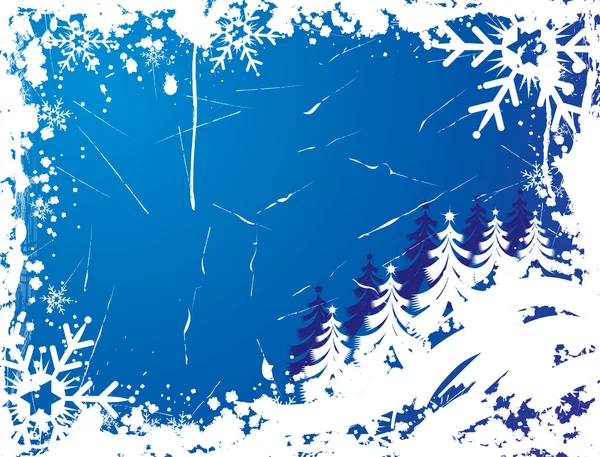 Marco grunge copo de nieve, elementos para el diseño, vector — Vector de stock