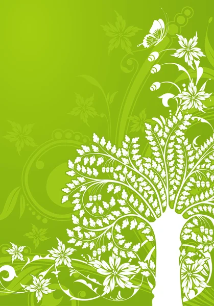 Fond floral avec arbre — Image vectorielle