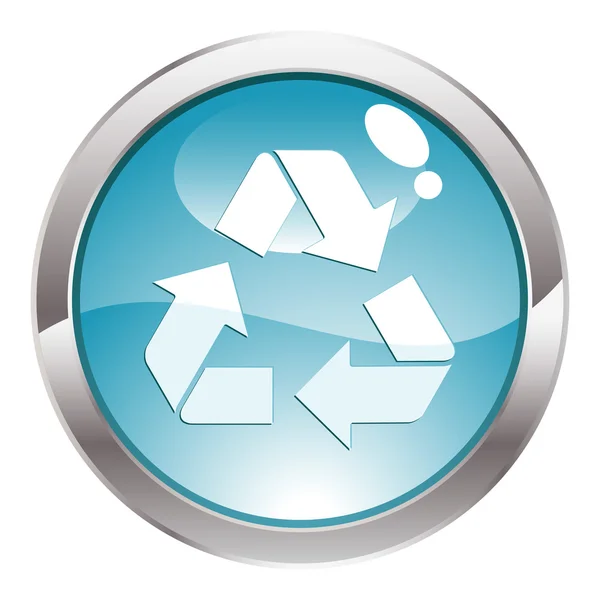 Glans knop met recycling symbool — Stockvector