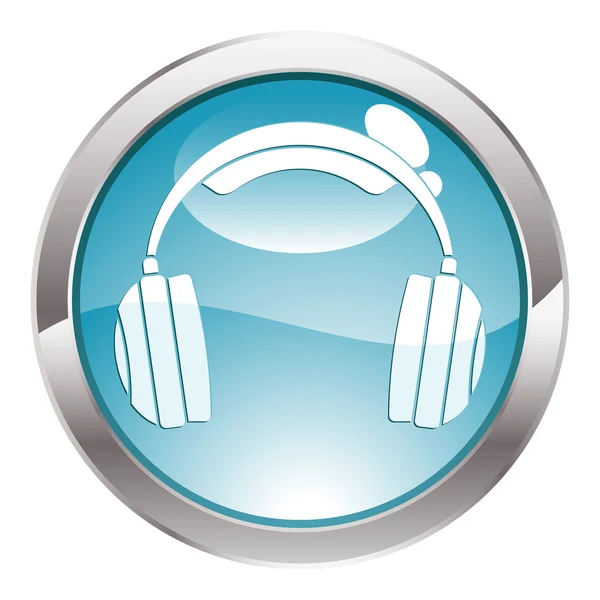 Połysk przycisk ze słuchawkami — Wektor stockowy