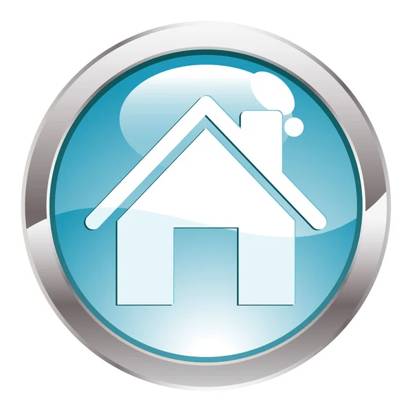 Botón de brillo con hogar — Vector de stock