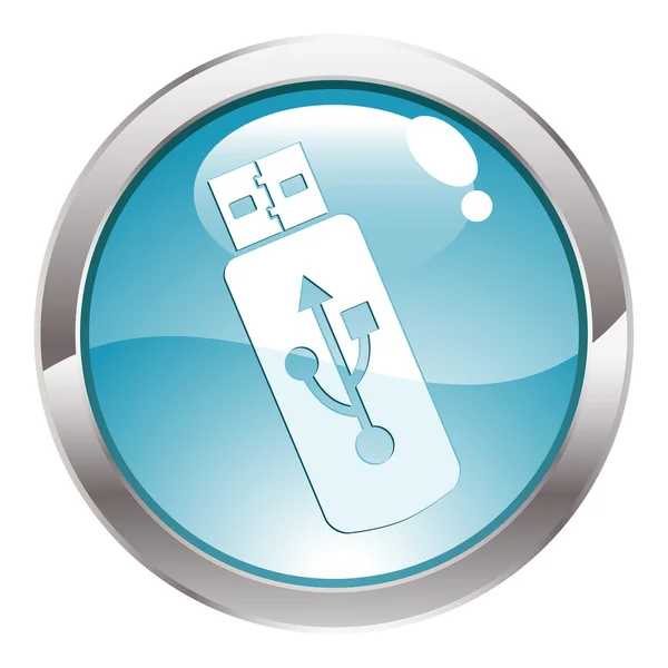 Glans knop met usb flash drive — Stockvector