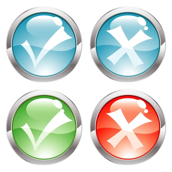 Gloss Buttons with ticks — Stock Vector