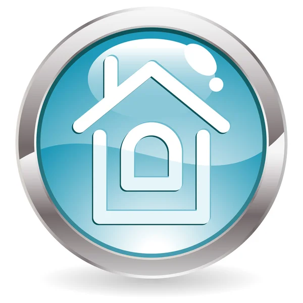 Botón de brillo con hogar — Vector de stock