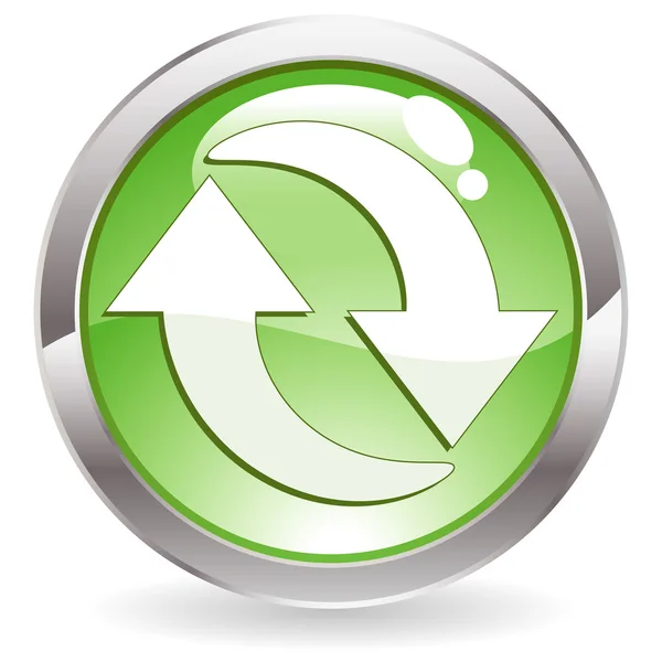 Botão de brilho com símbolo de reciclagem — Vetor de Stock