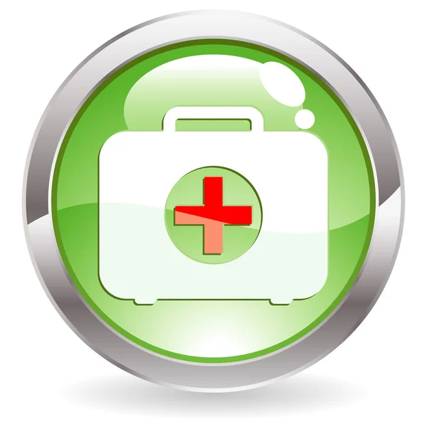 Gloss Button with First aid kit — Stock Vector