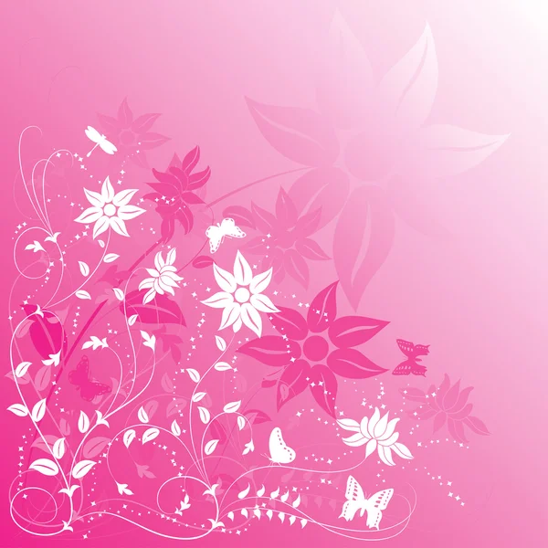 Hintergrund Blume mit Schmetterling — Stockvektor