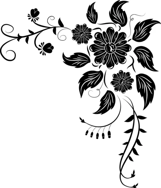 Élément pour la conception, fleur d'angle — Image vectorielle