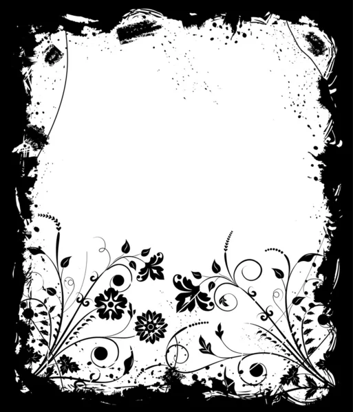 Grunge rámeček květina, prvky pro design, vektor — Stockový vektor