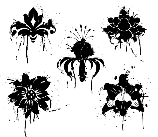 Grunge paint flower, element for design, vector — Stock Vector