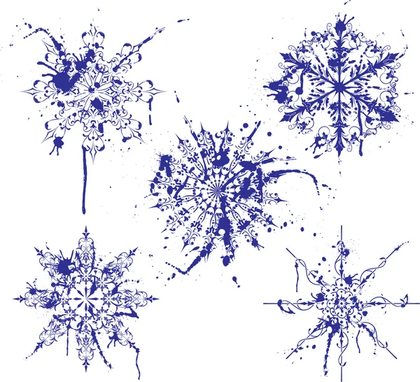 Снежинки гранжевой краски, элементы дизайна, вектор — стоковый вектор