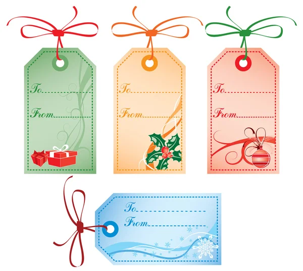 Étiquettes cadeaux de Noël, vecteur — Image vectorielle