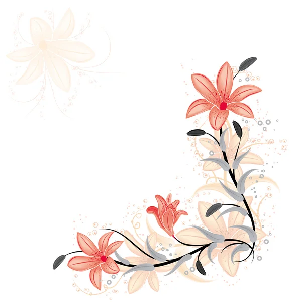 Floral element for design with lily, vector — Stock Vector