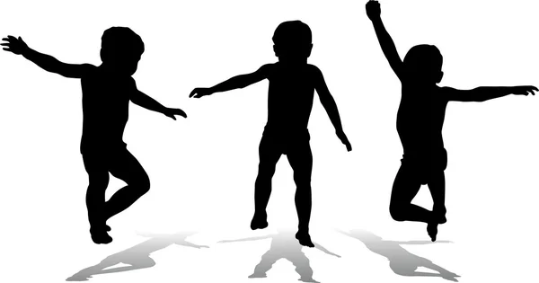 Drie springen kinderen — Stockvector
