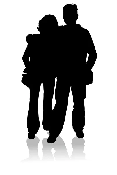 Silhouette happy young family — Stock Vector