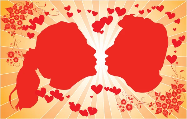 Σιλουέτες φιλιά ανδρών και γυναικών — Διανυσματικό Αρχείο