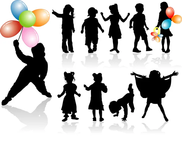 stock vector Silhouettes children