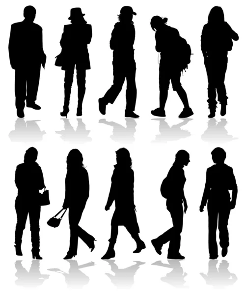 Vector silhouettes man and women — Stock Vector