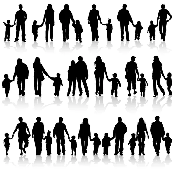 Raccogliere silhouette famiglia — Vettoriale Stock