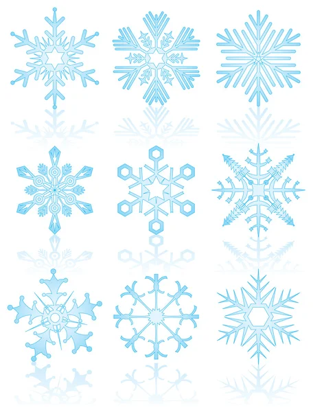 Colección de copos de nieve, vector — Vector de stock
