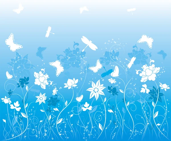 Arka plan çiçek kelebek ile — Stok Vektör