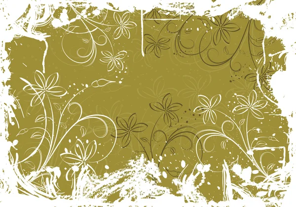 Grunge 花卉背景与污点，矢量 — 图库矢量图片