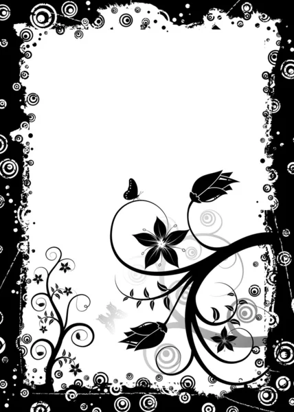 Grunge marco floral, vector — Archivo Imágenes Vectoriales