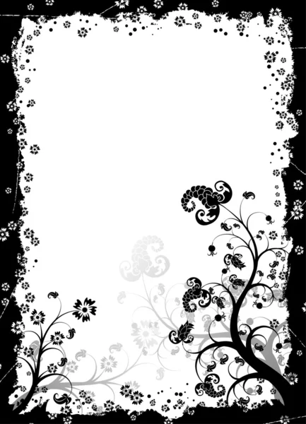 Grunge floral frame, vector — Stock Vector