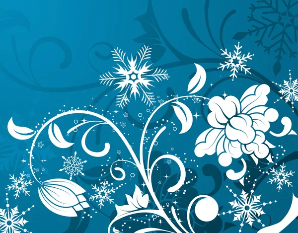 Fondo floral con copo de nieve — Vector de stock