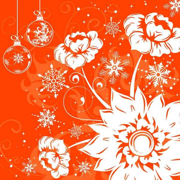 Floral φόντο με νιφάδα χιονιού — Διανυσματικό Αρχείο