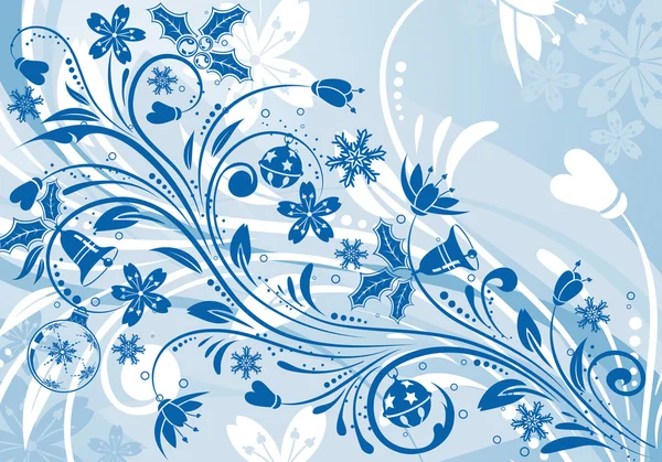 Fondo floral con copo de nieve — Vector de stock