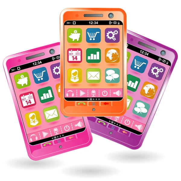 Smartphone con icone — Vettoriale Stock