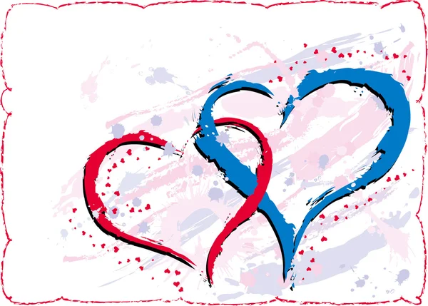 Grunge valentines fondo con corazones, vector — Archivo Imágenes Vectoriales